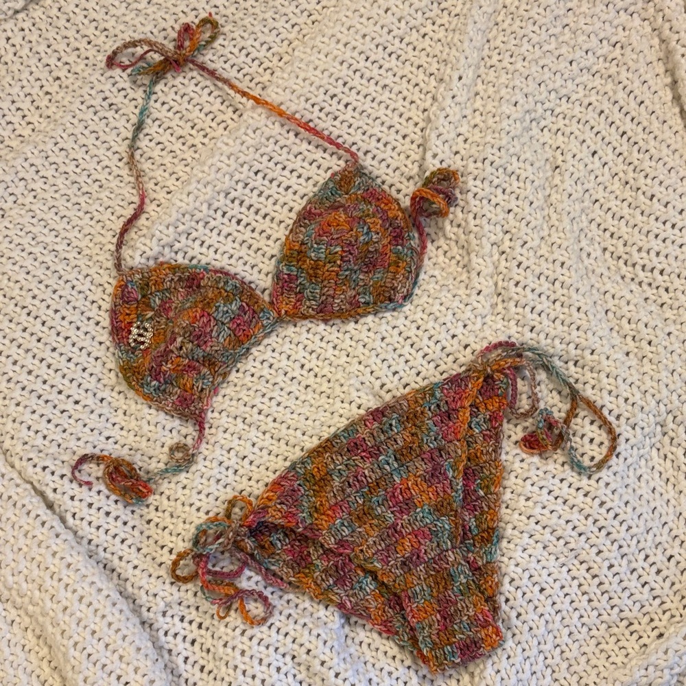 Handmade Multicolor Crochet Bikini Set - Women Accessories